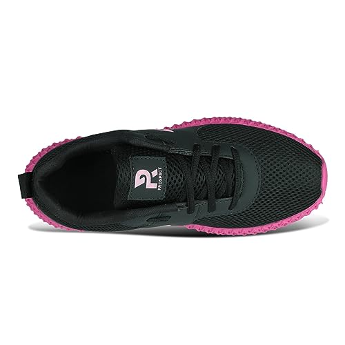 Tênis Feminino Prospect Fly Caminhada Academia Esporte Super Leve Confortável (Preto/Rosa, BR, Adult
