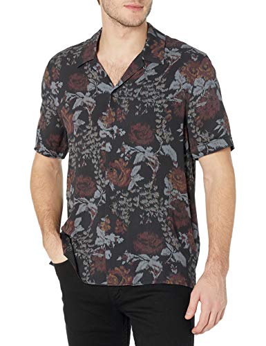 PAIGE Men s Landon Short Sleeve Rayon Shirt, Black Multi, M