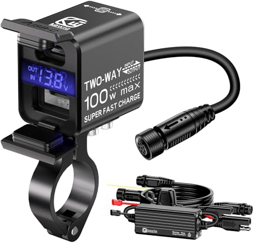 Kewig Motorcycle Battery Charger, Motorcycle USB Charger 100W Fast Two-Way