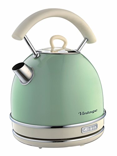 Ariete 2877/04 Retro Style Cordless Dome Kettle, Removable and Washable Filter, 1.7 Litre Capacity, 360 ° Rotating Base, Visible Water Level, Vintage Design, Green