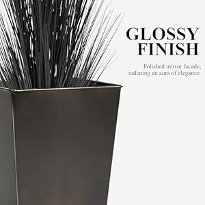 Worth Garden 28" Large Metal Glazed Planter Set of 2, Luxurious Glossy Finish Black Tall Square Tapered Steel Plant Pots, Decor Flower Pot Indoor & Outdoor, Drainage Hole & Dual-Purpose Plant Saucer Worth Garden 28 Large Metal Glazed Planter Set of 2 Luxurious Glossy Finish Black Tall Square Tapered Steel Plant Pots Decor Flower Pot Indoor Outdoor Drainage Hole Dual Purpose Plant Saucer