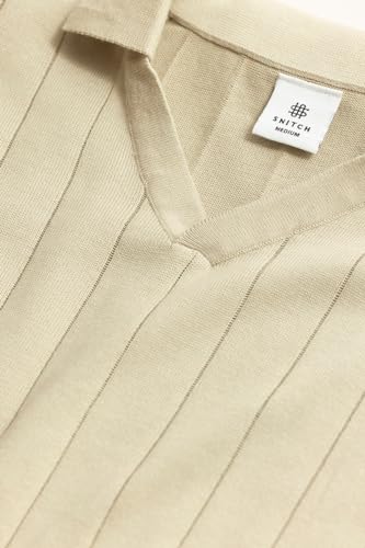 Image of SNITCH Men T-Shirts | Slim Fit Polo Collar Half Sleeve | Textured Self-Design Cotton Fabric | Breathable & Casual Wear