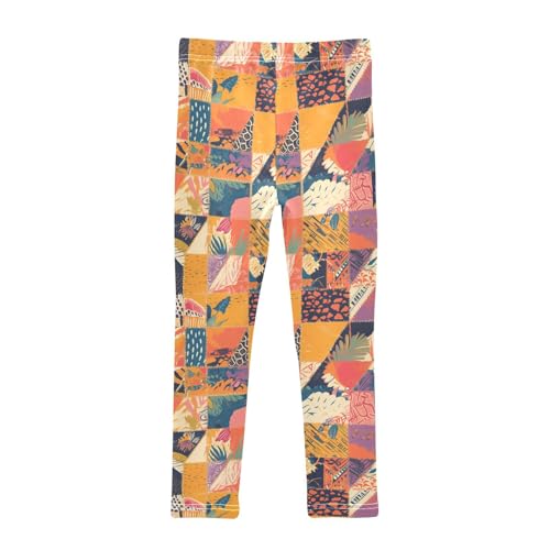 Colored African Patchwork Motifs Kids Baby Girls Cotton Pants Fashion High Waisted Lounge Pants Exercise2