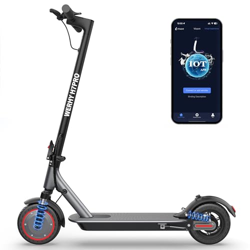 Image of Electric Scooter, 500W /350W /800W /1000W Motor & 10 inch /8.5 inch Solid Tires, Up to 22 /19 MPH & 28 /25 /15 Miles Range, Foldable Commuter E Scooter for Adults & Teens with Dual Brake System, APP