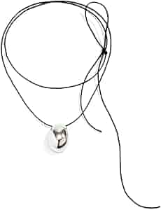 Amazon.com: QXFQJT Silver Oval Pendant Necklace Minimalist