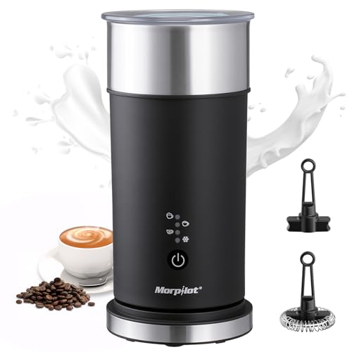 Morpilot Espumador de Leche, Calentador de Leche 4 en 1, Acero Inoxidable, para Espuma Fría y Caliente, Latte, Capuchinos y Macchiato