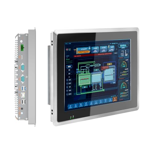 SunKol Panneau PC Industriel sans Ventilateur 10,4 Pouces, Panneau PC Industriel intégré Tout-en-Un avec écran Tactile capacitif, 2xUSB2.0,2xUSB3.0,HDMI,2xRS232,LAN (i3-4005U, 8 Go de RAM 128 Go SSD)