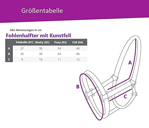 Foto von ARBO-INOX Fohlenhalfter mit Kunstfell Halfter 3-Fach verstellbar (Shetty Fohlen, Schwarz)