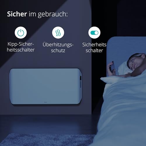 Duux Edge Smart 1500W Elektroheizung Energiesparend- Elektro Konvektor Heizung Elektrisch- Heizlüfter Badezimmer- Heizkörper mit Thermostat- Elektrische Heizgeräte für Räume bis zu 20m²- Weiß-8