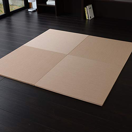 こうひん 縁なし 置き畳 ユニット畳 『プラス』 4枚セット 82×82cm 国産和紙製 カラー:ブラウン(ダイケン 健やかおもて) 柔らかめな踏み心地 厚さ2.5cmの【本格タイプ】 すべり止め付き 日本製