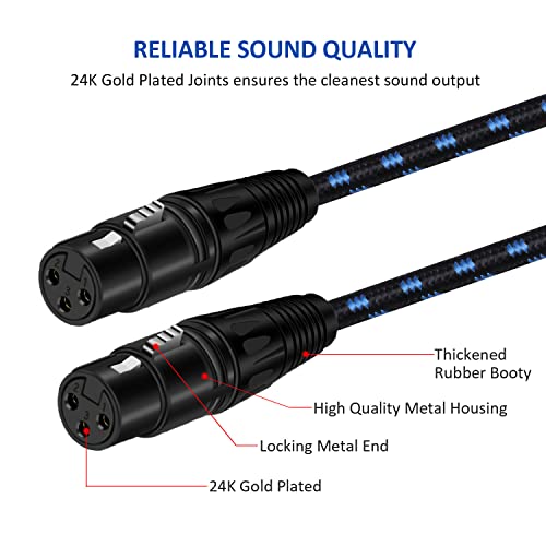 Dremake Xlr Mic Adapter Cable 1.5M, Balanced Xlr 3Pin Female To Female Microphone Extender Patch Cable For Live Sound & Stage, Studio Harmonizer, Mixing Board, Speaker System Xlr To Xlr Extension Cord #TOP1