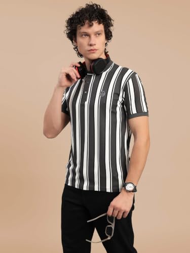 Image of Lux Nitro Men's Striped Polo T-Shirt | Cotton Blend Half Sleeve Collared T-Shirt for Man | Regular Fit Casual Wear