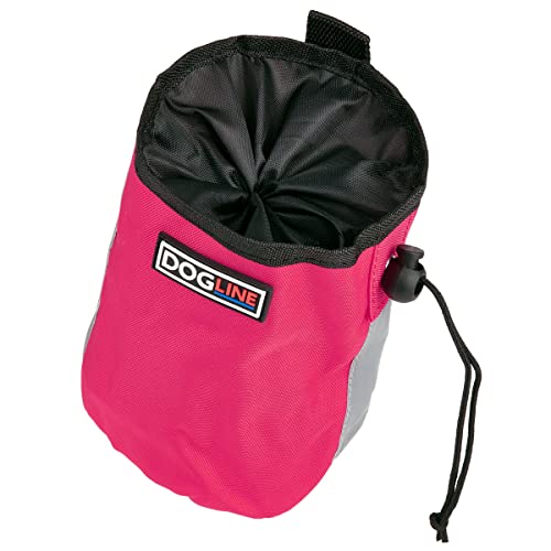 Image of Dogline Dog Treat Pouch: Puppy Training Bag, Pet Kibbles and Snacks Holder, Litter Waste Bags Dispenser with Adjustable Drawstring Closure, Large Capacity with Mesh Pocket, Strong Nylon Material