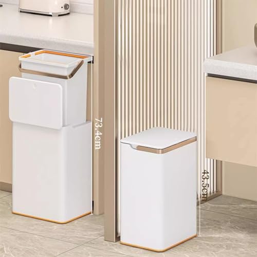 Papelera rectangular de plástico con tapa y ruedas 13L miniatura 7