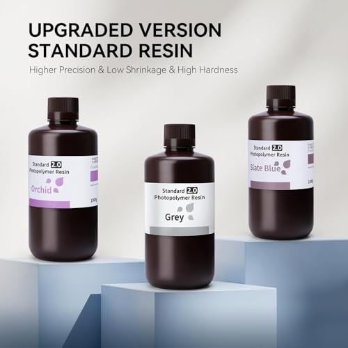Image of ELEGOO Upgraded Standard 3D Printer Resin 2.0, High Precision, Low Odor, Higher Toughness, 405nm UV Curing Photopolymer Resin for Mars Saturn MSLA DLP LCD 3D Printing (Black 1000g)