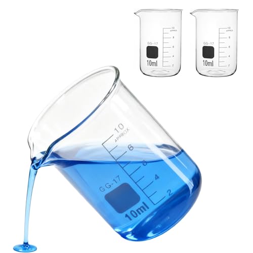2 Pièces Mini Bécher en Verre Borosilicate 10ml Verre Doseur Transparent Gradué avec Bec pour Mesure Liquides Cuisine et Laboratoire