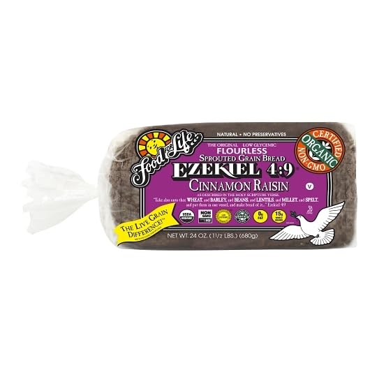 Food For Life Non-gmo Ezekiel 4:9, Cinnamon Raisin Sprouted Whole Grain Bread, 24 Ounce (Pack of 6)