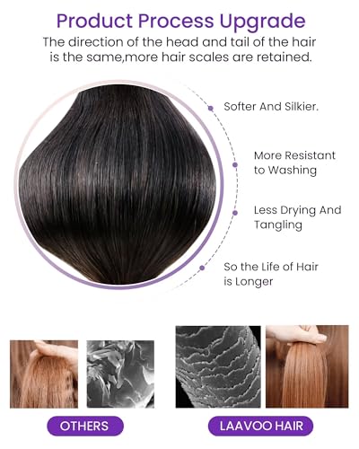 Image of LaaVoo Tape in Extensions Human Hair Ombre Tape in Human Hair Extensions Black to Chestnut Brown Mixed Caramel Blonde Hair Extension Tape on for Women 16inch 40pcs 100g