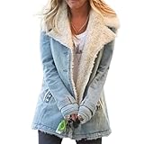 KVOTUU Winter Coats for Women Fleece Lined Denim Jacket Lapel Collar Warm Plush Sherpa Padded Jacket Buttons Overcoat Outwear