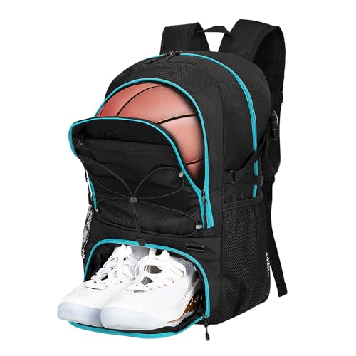 Mochila de futebol com suporte de bola – Bolsa esportiva leve e resistente à água de 30 L para homens e mulheres