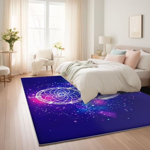 Tapis salon 120 x 170 cm violet lavable en machine et antidérapant pour bureau - 4