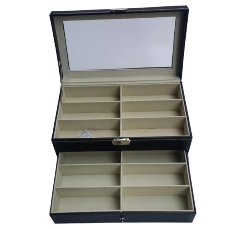 Estuche para gafas de sol de piel sintética de gran capacidad, para hombres y mujeres, estuche para gafas de miopía, caja de exhibición de joyas