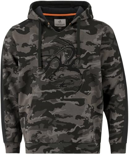 Legendary Whitetails Mens Camo Hoodie Pullover Sweatshirt Midweight V-Neck Design, Nocturnal Camo, LRG