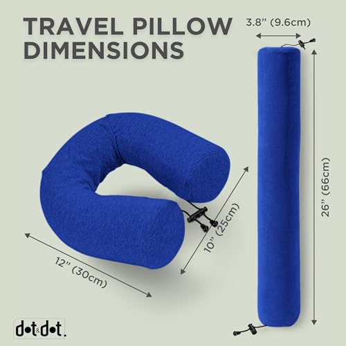 Image of Dot&Dot Twist Memory Foam Travel Pillow for Airplanes - Travel Neck Pillow for Sleeping - Airplane Pillow for Neck Support, Chin, Lumbar and Leg - Adjustable, Bendable Neck Roll Pillow