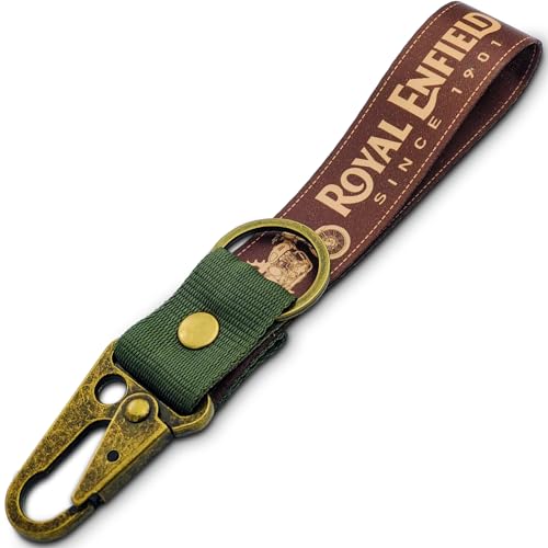 Image of SnapStrap RoyalRide Carabiner Keychain Compatible with Royal Enfield Strong Heavy-Duty Metal Clip with Fabric Key Ring Bike Accessory