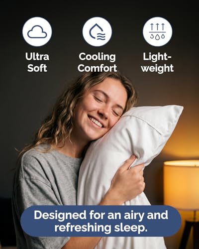Image of Lightweight 4 Piece Bed Sheet Set King Size - Cooling Sheets for Hot Sleepers - Soft Breathable Bedding Set w / 8-16 Inch Deep Pockets - 1 Flat & 1 Fitted & 2 Pillowcases - Wrinkle Resistant - White