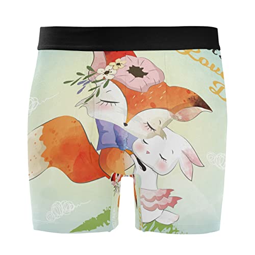 Bóxer para hombre Vnurnrn con estampado de zorro y conejo pack de 2 calzoncillos de algodón elástico