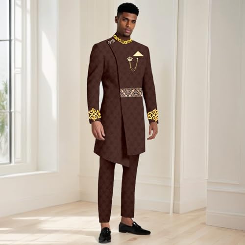 African Clothing for Men Embroidery Designed Jacket Pants Set African Wedding Outfits Evening Dress2