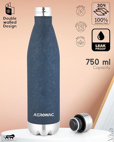 Image of 304 Stainless Steel Viva Insulated Flask 750ml | Hot & Cold 24 Hours | Double Wall, BPA-Free, Lightweight, Leak Proof, Bottle | Ideal for Office, Gym, School and Travel (Blue, Pack of 1)
