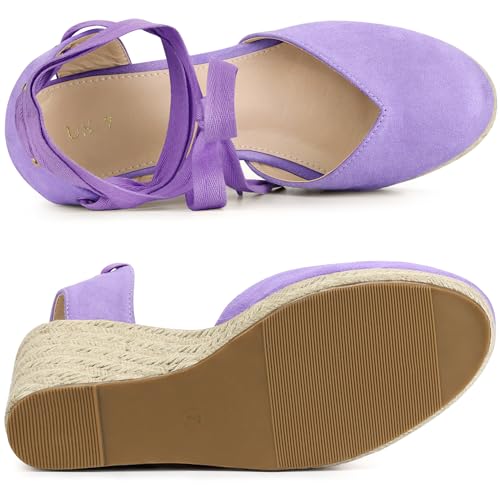Allegra K Women's Closed Toe Espadrilles Wedges Tie Up Wedge Sandals4