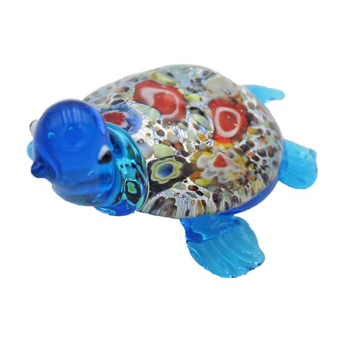 Widdle Gifts Objets D'Art Objets dArt Miniature Glass hand blown Animal Ornament (Blue Turtle 3379)