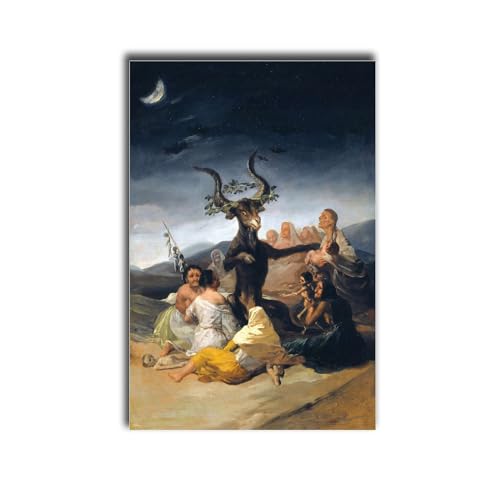 Cuadro en lienzo con diseño de brujas de Francisco Goya, pintura clásica de sábado, impresión artística clásica, romanticismo, diablo, impresión imprimible, arte de pared, cocina, hogar, comedor, bar