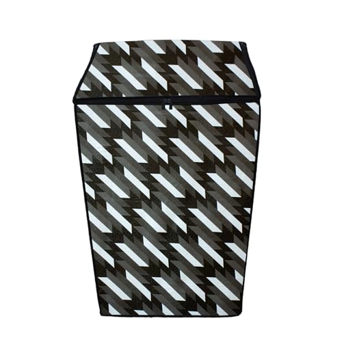 Image of Wings Star LG Top Load Washing Machine Cover for 6 kg, 6.2 Kg, 6.5 Kg, 7 Kg (58 X 58 X 88 cm) | Waterproof & Dust-Proof Top Loading Fully Automatic Washing Machine Cover for LG, (Black Grey) Polyester