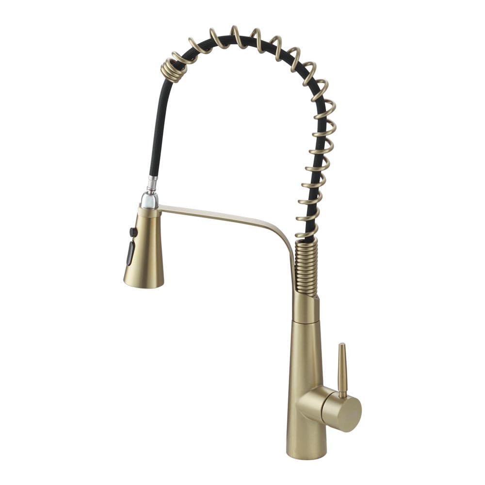 INMOZATA Kitchen Mixer Tap Gold, 304 Stainless Steel Full Pull Out Spray Tap with 3 Function Sprayer and G1/2 80Cm Inlet Hoses