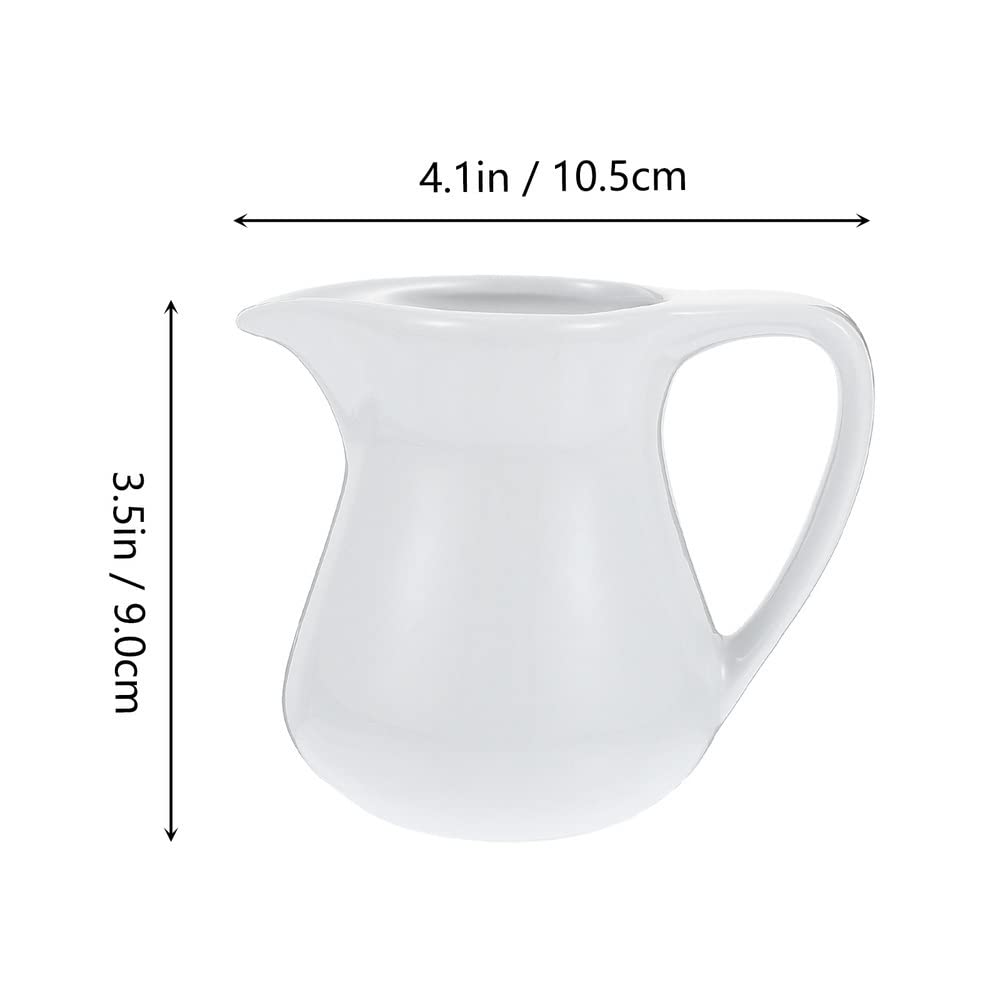 Saucière Isotherme pour Café Et Lait, Pot À Mousse De Lait en Céramique, Pot À Sauce, Pot À Crème De Café, Pot À Lait Expresso en Céramique, Pot À Lait pour Latte,White