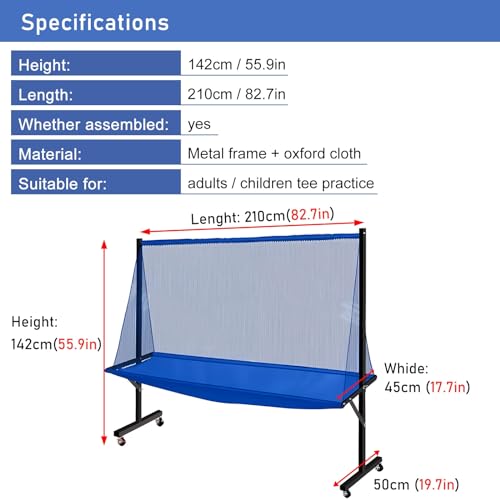 Rete di cattura palline da ping pong per tavoli da 182-203 cm, collettore e rullo per campi di allenamento