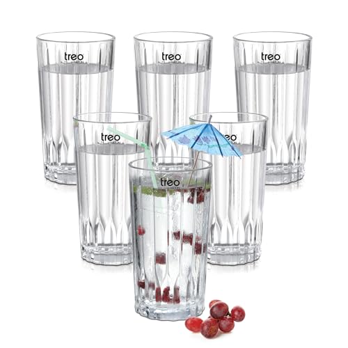 Image of Treo by Milton Linea Glass Tumbler I Premium Glass Set of 6 for Water, Cold Drink I Perfect for Home, Restaurants and Parties. 290 ml