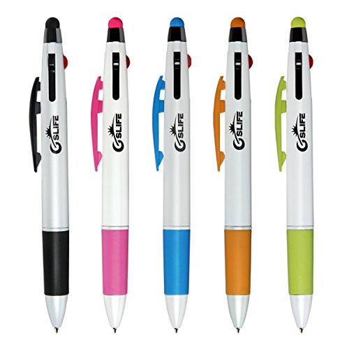 GSlife Pack of 5 Fashionable 2 in 1 Sensitive Stylus (3-Color Ink 5 Pack)