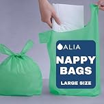 200 x ALIA EXTRA LARGE Adult Incontinence Nappy Sacks | Easy Tie Handles | Apple Scented Sanitary Disposable Bags | 2 Packs of 100