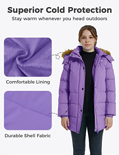 Wantdo Girl's Water-Resistant Winter Coat Thicken Quilted Down Puffer Jacket Hooded Parka Purple 10/12 #TOP3