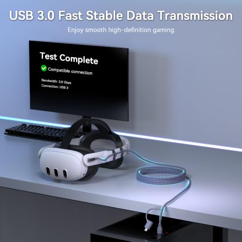 AMVR 16FT VR Link Cable, USB 3.0 Braided with A to C Adapter(Not Charging) - image 4