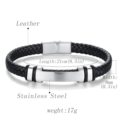 Pulsera trenzada de cuero para hombre 8 pulgadas miniatura 5