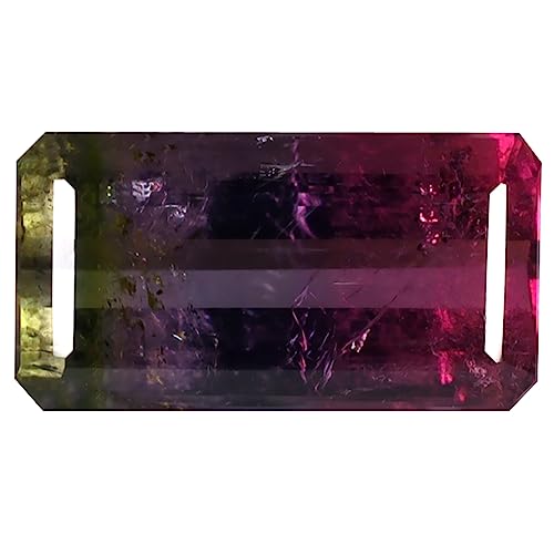 Tourmaline pastèque 3.61 ct octogone non chauffée, gemme naturelle du Mozambique