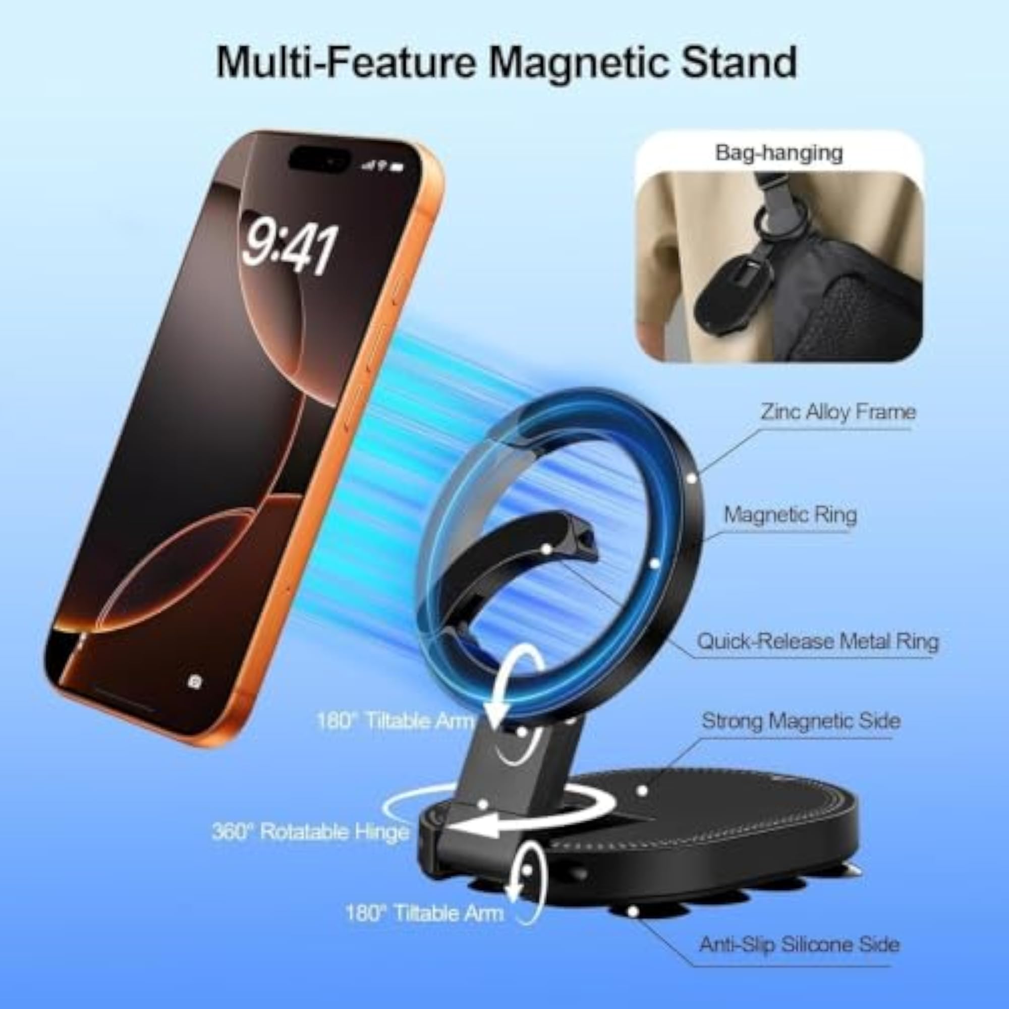 3 in 1 Magnetic Phone Holder & Suction Cup Mobile Stand