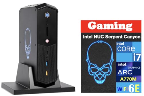 Intel NUC Serpent Canyon Gaming Mini Desktop i7-12700H, ARC A770M 16GB, 64GB DDR4, 2x2TB SSD R0 (4TB), 2 Thunderbolt 4, WiFi 6E, Bluetooth 5.3, 330W PSU, Win 11 Pro (Renewed)