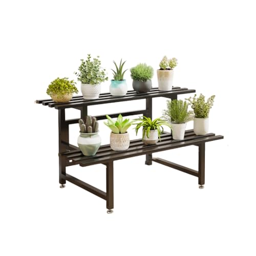 fokeフラワースタンド 屋外 プランタースタンド 鉄製 2/3段 花台 ガーデンラック 屋外 植物棚 園芸ラック-300KG耐荷重 観葉植物台 横型 盆栽棚 植物スタンド 盆栽スタンド 錆びない 簡単組み立 おしゃれ 鉢置き台 室内/屋外 玄関/庭/バル